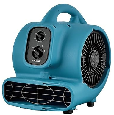 XPower Centrifugal Air Mover, Carpet Dryer, Floor Fan, Blower, Stackable, Daisy Chain, for Water Damage Restoration, Janitorial, Plumbing, Home Use (Blue, P-250T 700CFM)