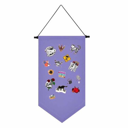 YeeMan Wall Hanging Canvas Display Stand Enamel Pin Display Banner Holder Earrings Necklace Glitter Pin Collection Organizer (Light Purple)
