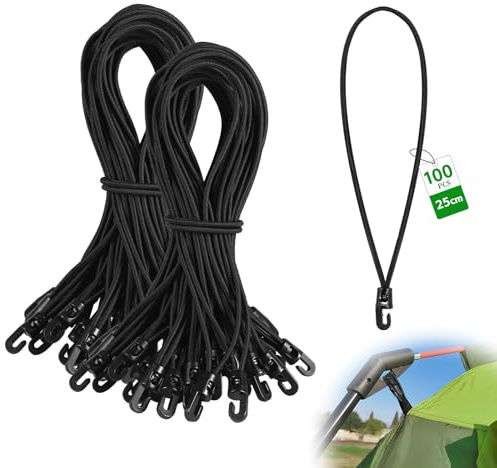 SUPAWAY 100 st elastiskt rep med krok 25 cm lång multifunktionell handdukshängare med spanngummi och svarta snörer