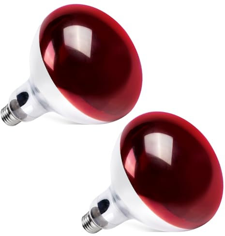 GlowUp Lampada Infrarossi Riscaldante E27, 250W R125 Dimmerabile Lampada Riscaldante per Pulcini, Rettili, Lampade Riscaldanti Cucina, Scaldaceni(2-pezzi)