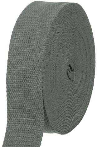 QUARKZMAN Tejido De Algodón 1.5 Pulgadas 11 Yardas Poliéster Algodón Tejido Cinta De Tafetán Para Manualidades Asas De Bolsos De Tela Fabricación De Cinturones Suministros, Gris