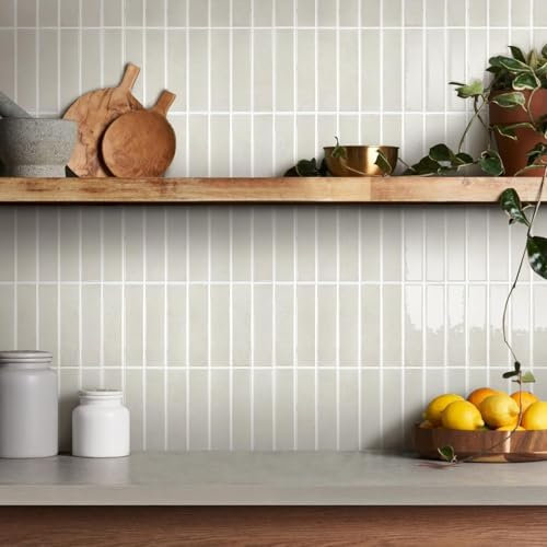 COMSTICKC Crédence Adhésive Pour Cuisine Beige, 10 Pièces, Carrelage Adhesif Mural Salle de Bain, Vinyle 3D Métro Autocollant Carrelage Adhesif, imperméable, 30,5x30,5cm