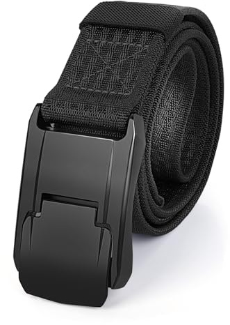 Cozary Cinturón Táctico Elástico, 3.8cm Cinturón de Trabajo para Hombre con Hebilla Metálica de Liberación Rápida, Cinturon Hombre para Deportes al Aire Libre Camping