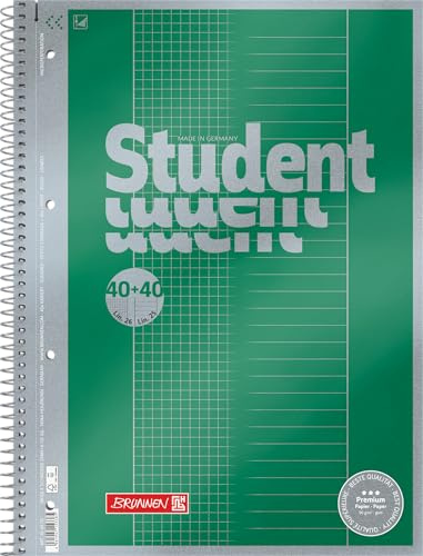 Brunnen Collegeblock Premium Student DUO | A4, rutig/linjerad, 80 ark, grön