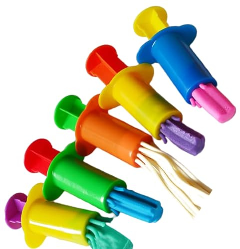 Qiwieod Kinder Plastilin Werkzeuge, 5X Knetspritzen, PP Spritze Zum Drücken Lernspielzeug | Knete Kunst Und Handwerk Spielzeug Für Kinder Zuhause Reisen Schlafzimmer Spielzimmer Hausunterricht