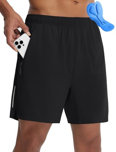 baleaf Men's Bike Shorts Mountain 4D Padded Loose-fit MTB Cycling Riding Bicycle Biker Short Zipper Pockets Black S