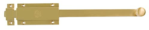 Amig - Pasador de Sobreponer para Puertas Mod.3700 - Pestillo de Seguridad Dorado para Colocar Horizontal o Vertical - De Latón con Acabado Mate - Medidas: 400 x 48 mm - Incluye Tornillos