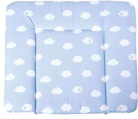 roba Wickelauflage Kleine Wolke - 85 x 75 cm - Baby Wickeltischauflage PU beschichtet - Wickelunterlage für Mädchen / Jungen - Hellblau / Weiß