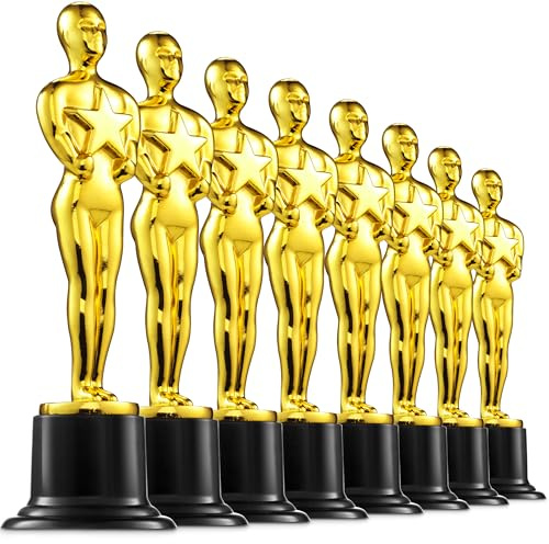 Bedwina Gold Trophy Award Mini Trophies Bulk - (Pack of 12) 6 Inch Tall Plastic Golden Statue Award, Party Themed Decorations, Winners or Appreciation Gifts Game Prizes for Adults & Kids