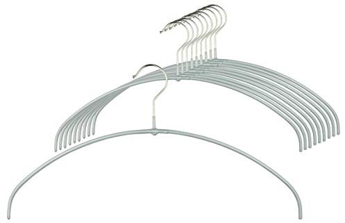 MAWA Kleiderbügel Light, Set mit 20 platzsparenden und rutschfesten Bügeln, ideal für T-Shirts, Tops und leichte Pullover, mit 360° drehbarem Haken und Antirutschbeschichtung, 40 cm, Silber