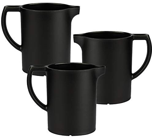 Harfield Black Small Individual 200ml Custard Milk Gravy Cream Jug Pack of 3 Reusable Polypropylene Plastic