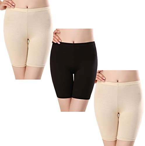 TRISTIN Lot de 3 Slipshort en Coton pour Femmes Anti-frottements à Jambes Longues sous-vêtements de sécurité sous-vêtements pour garçons Leggings pour sous-Robes