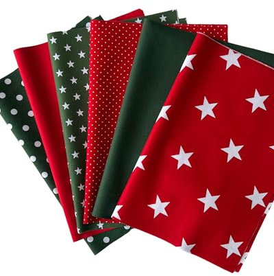 babrause® Stoffpaket Patchwork Baumwollstoffe 12 x (25x35cm) (Rot Tannengrün)