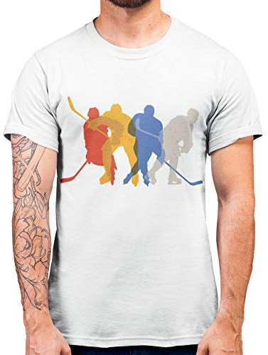 Purple Print House Ice Hockey T Shirt - Ice Hockey Gifts - 100% Cotton - Mens Womens Childrens Tshirt (Large - Mens, White)