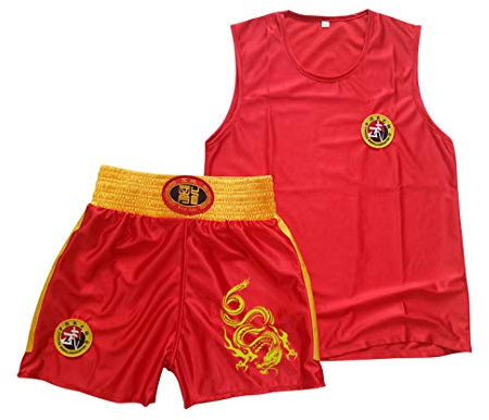 XIZONLIN Unisex Boxe Arti Marziali Sanda Vestiti - Drago Ricamati Pantaloncini & Jersey Gilet Uniformi Muay Thai Alenamento Abbigliamento Fitness Sport Camicia Canottiera