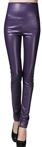 keepmore Mujer Cuero Leggings Terciopelo Leggings Pantalones de lápiz Invierno Cálido Pantalones Faux PU Cuero Legging Delgado Cuero Pantalones