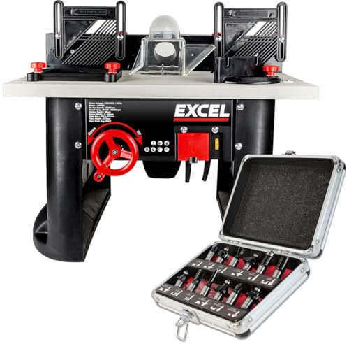 Excel Table Router Cutter 240V with Variable Speed Motor 1500W with 1/2 12 Piece Cutter Set