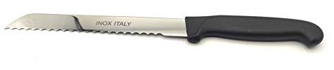 KIMERA Coltello seghettato Focaccia, Pizza in Teglia, Panini, Pane e Dolci, lama Inox 17 cm, DOI LEONS Made in Italy