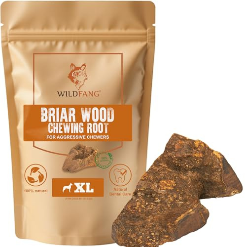 Wildfang® Tuggrot av Briar-trä, M – Splitterfritt tuggben i trä. Luktfria och naturliga tuggvänliga leksaker för hundens tandhälsa och friskt tandkött (för hundar 15–25 kg), 1-pack.