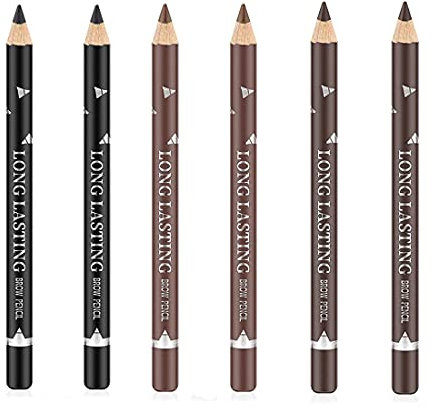 Go Ho 6 PCS Eyebrow Eyeliner Pencil Set,Easy to Color Waterproof Eye Brow Pencil,Professional Long-lasting Eye Liner Makeup Brow Tint Pen,3 Colors(Black,Light Brown,Dark Brown)