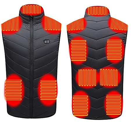 Susenstone Gilet Chauffant Homme Femme Veste Chauffante Électrique USB Vêtement de Chauffage avec 11 Zones de Chauffé 3 Températures Réglables Gilet Chaud Lavable pour Hiver Moto Chasse