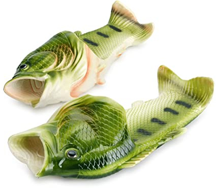 GEQ Sandali con pesce, pantofole, da piscina, da spiaggia, da doccia, regalo per pescatori, unisex sandali, uomini, donne e bambini (verde, numeric_44)