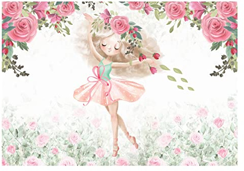 Fleece fototapet ballerina blommor barnrum flickor barn barn tapet väggtapet fleece tapet UV-resistent redo att monteras (208 x 146 cm – 2 banor)