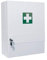 Erste Hilfe Verbandschrank mit DIN 13157, Kunststoff Medizinschrank mit 10 Fächern (4 herausnehmbar), Sicherheitsschloss – 45 x 34,5 x 16 cm - robust & kompakt - zum Aufhängen inkl. Schrauben & Dübel