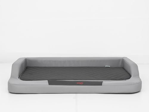 Hundebett für kleine, mittelgroße und Grosse Hunde - orthopädische Hundesofa mit Memory Foam - Ergonomisches Hundekissen - Hundeliegen - Bezug abnehmbar und abwaschbar - Größe: L - Aschgrau