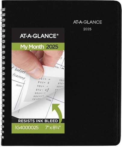 AT-A-GLANCE 2025 Planner, Monthly, 7 x 8-3/4, Medium, DayMinder, Black (G4000025)