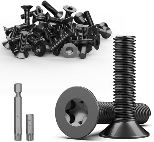 TXXATX 15 Piezas Tornillos Cabeza Avellanada Torx M8 x 30 mm Tornillos de Acero Inoxidable A2 V2A Tornillo Mecánico Tornillos Avellanados Negro Tornillos de Cabeza Plana con Punta Torx T40