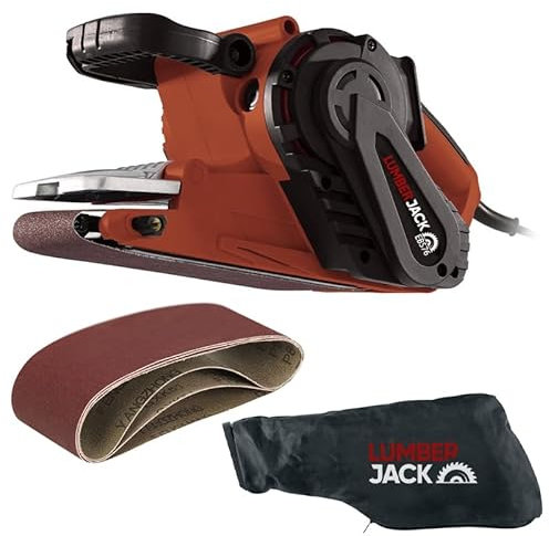 LUMBER JACK EBS76 Electric Belt Sander, 1010W, 76 x 533mm, 6-Speed Variable Control, Heavy-Duty Wood & Metal Sanding, Ergonomic Design with Dust Collection, Includes 3 Sanding Belts