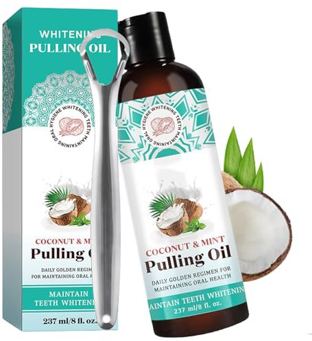 Comioke Aufhellendes Öl Mundspülung,Mundziehöl Pfefferminzöl Mundspülung Natural Teeth Whitening Mouthwash 237ml