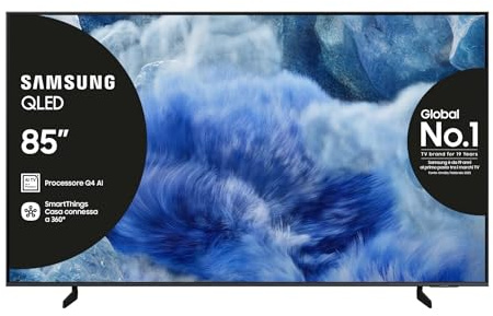 Samsung Smart TV 85'' QE85Q8FAAUXZT QLED 4K, Q4 AI Processor, 4K Upscaling, OTS Lite, Air Slim Design, 2025