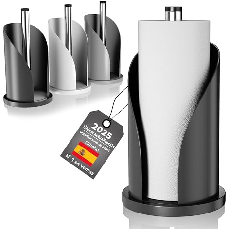 Mihoho Portarrollos de Cocina de Acero Inoxidable, portarrollos de Papel higiénico, Organizador de Papel higiénico Independiente, Soporte para Guardar Rollos de Papel (Negro Elegante)