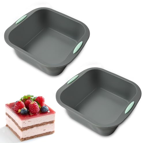 MXGHIR 2 moldes de silicona para brownie, antiadherente, rectangular, sin BPA, para brownies, tartas de queso, pan, pasteles y lasaña (gris)