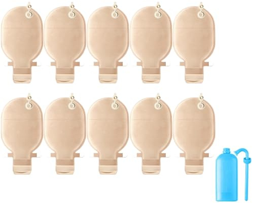 Lot de 10 Fournitures pour Stomie, Sacs de Colostomie avec Fermeture, Poches Vidables Monoblocs pour Soins de Stomie Iléostomisée, Diamètre 15 à 65 mm à Découper Sur Mesure