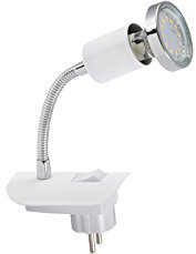 Briloner Leuchten - LED Steckerleuchte CLIP mit Flexarm, inkl. AN/AUS-Schalter, 250 Lumen, 3.000 Kelvin, Weiß