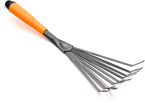 Steel Hand Rake Soil Tiller with Ergonomic Handle, Small Leaf Rake Great for Gardening, Cultivating, Garden Sweep Yard Flower Beds