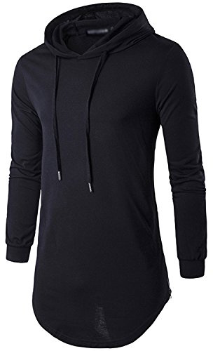 JOLIME Homme Sweat-Shirt à Capuche Long T-Shirt à Manches Longues Hip Hop Hipster Tee Shirt Top