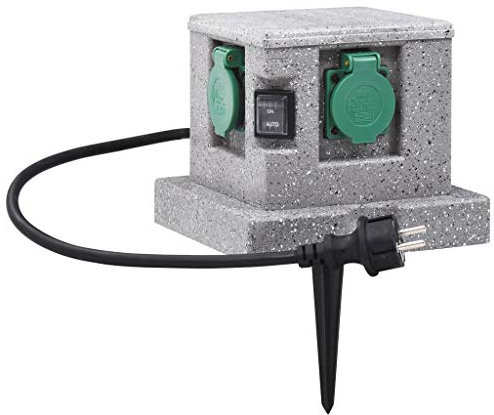 vidaXL Presa Elettrica da Giardino con Sensore di Luce Resistente con 4 Uscite Cavo in Gomma Spina di Sicurezza Ciabatta per Esterni in Plastica