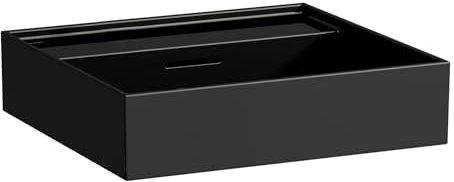 Laufen Kartell Aufsatzwaschtisch ohne Hahnloch, mit Überlauf, Wandmontage, 500x460, Farbe: Schwarz glänzend - H8163327161091