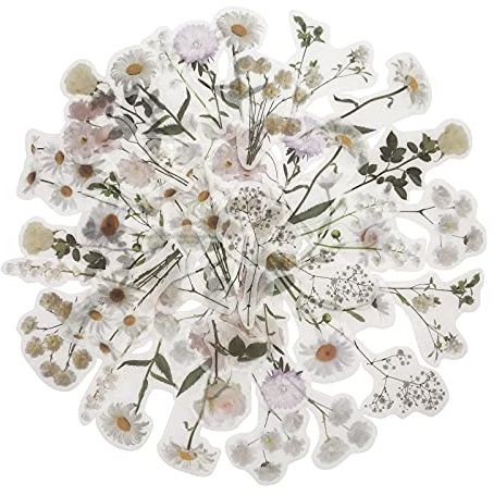 ZMLSED Vintage Natural Stickers, 45Pcs Daisy Vinyl Decorative Retro Adhesive Watercolor Aesthetic Trendy for Scrapbook Album DIY Craft Daily Planner