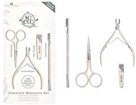 So Eco Nail Grooming Set - 4 Essential Tools for Manicures & Cuticle Care, Stainless & Carbon Steel, Eco-Friendly, Plastic-Free Packaging, Vegan & Cruelty-Free