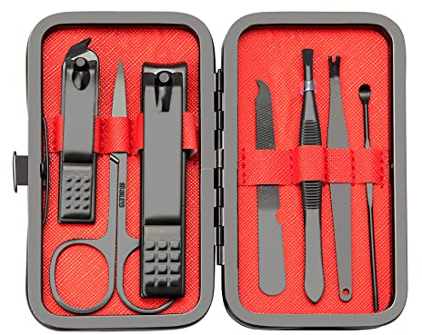 NZKNP 7 in 1 Travel Manicure Set with Case,Nail Grooming Kit Tools for Care,Fathers Day Dad Husband Gifts,Stocking Stuffers for Men Teen Boys,Pedicure Clipper Cleaning Cuticle,Business Trip Essentials
