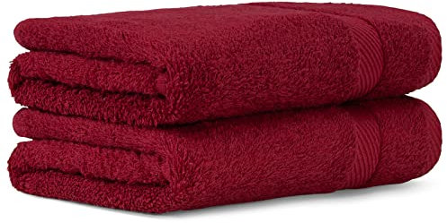 Luckytowel Handtücher Set 50x100 cm 100% Baumwolle, Handtuch-Set 2er Pack Rot