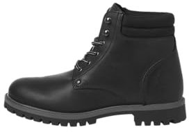 JACK & JONES Bottines à lacets Jfwstanton en cuir pour homme, anthracite, 41 EU