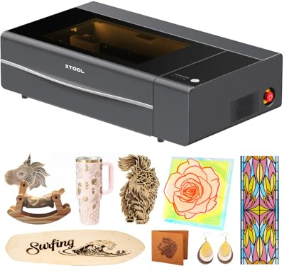 xTool P2S 55W CO2 Laser Graviermaschine, Smart Desktop CO2 Laser, Dual Smart 16MP Kameras, Gravieren von gekrümmten Oberflächen, Gestalten mit Holz und Metall, Acryl, Glas, Stoff, Leder