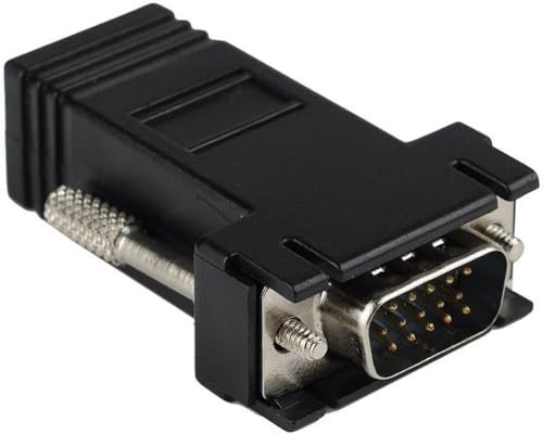 AYMBH VGA to RJ45 Converter Adapter 15-Pin Male to RJ45 Female Extender Seamless Video Transmission CAT5/CAT6 Ethernet Cable Supports Up to 20m Plug & Play Compatible with LCD TV PC Projectors Laptops