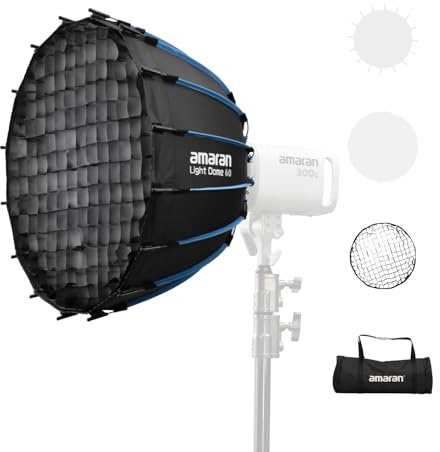 Amaran Light Dome 60, softbox circolare a 16 lati da 60 cm con design a rilascio rapido, attacco Bowens per luce morbida ideale per ritratti, interviste e creazione di contenuti video